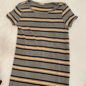 Pink Rose Casual Striped Dress, S